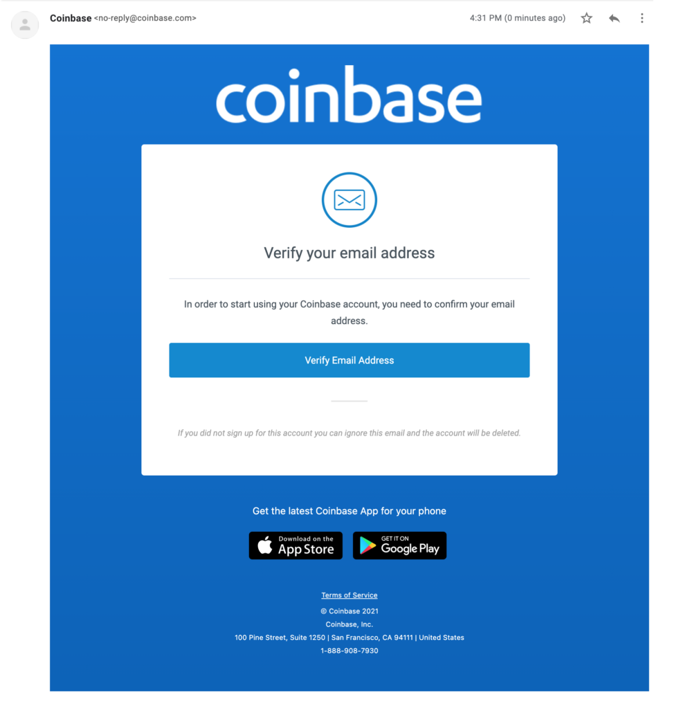 coinbase email validator